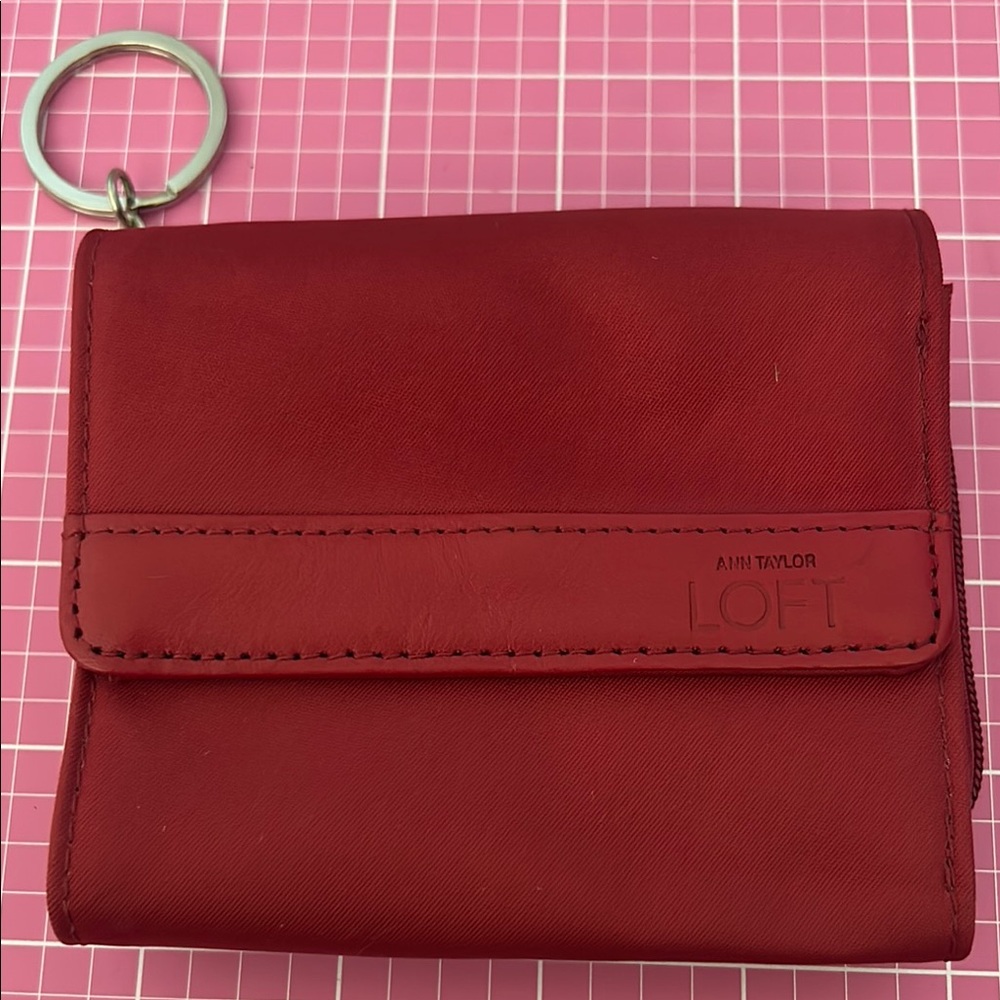 Ann Taylor Loft Chic Red Wallet with Keychain